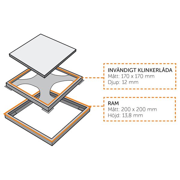 Floor drain cover Tile In Frame 200 Brushed